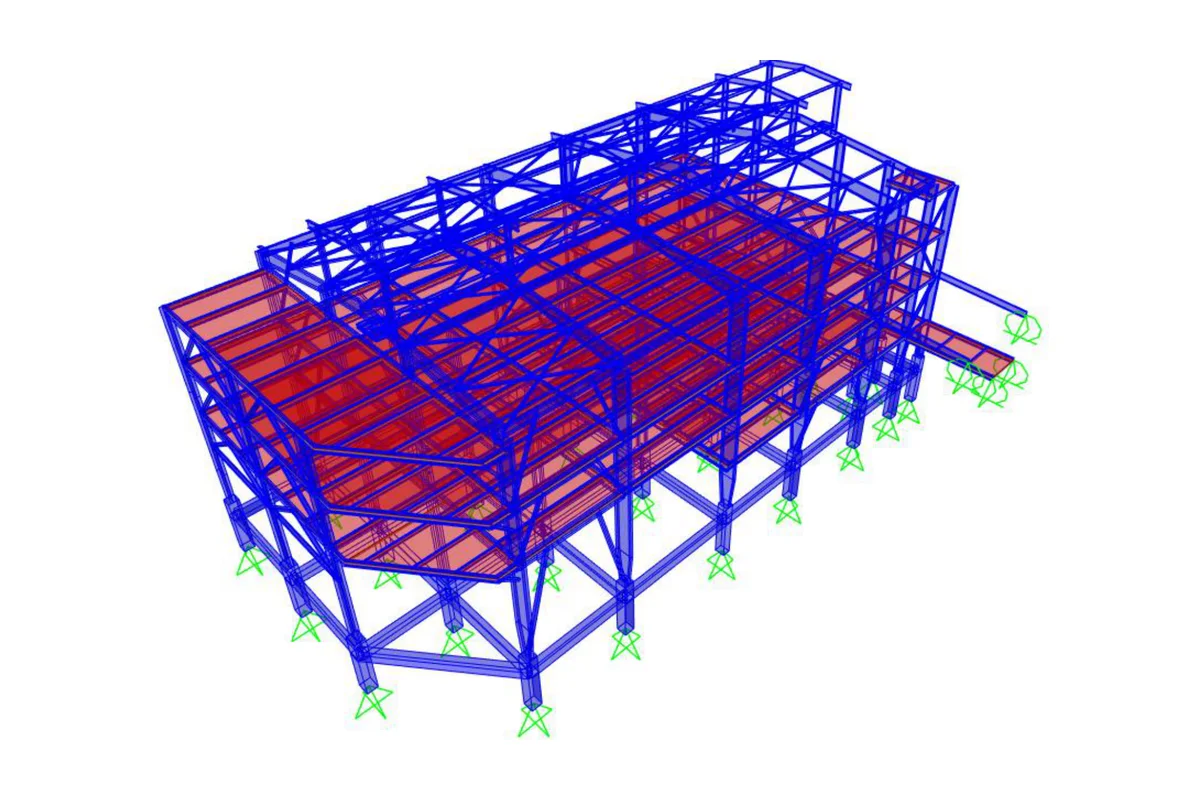 Model of a multi-storey steel RMG factory building