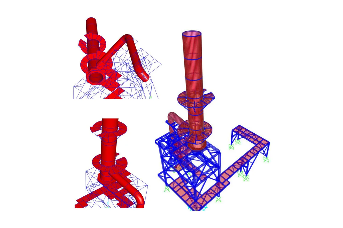 Finite element models of refinery heaters and stacks