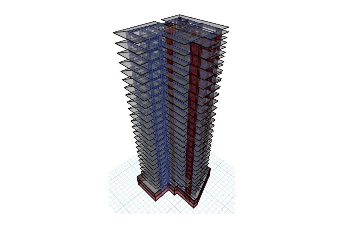 ETABS model of the 24-storey RCC high-rise building