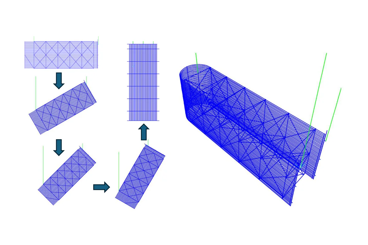 Lifting analysis models of a long heater coil being rotated to vertical