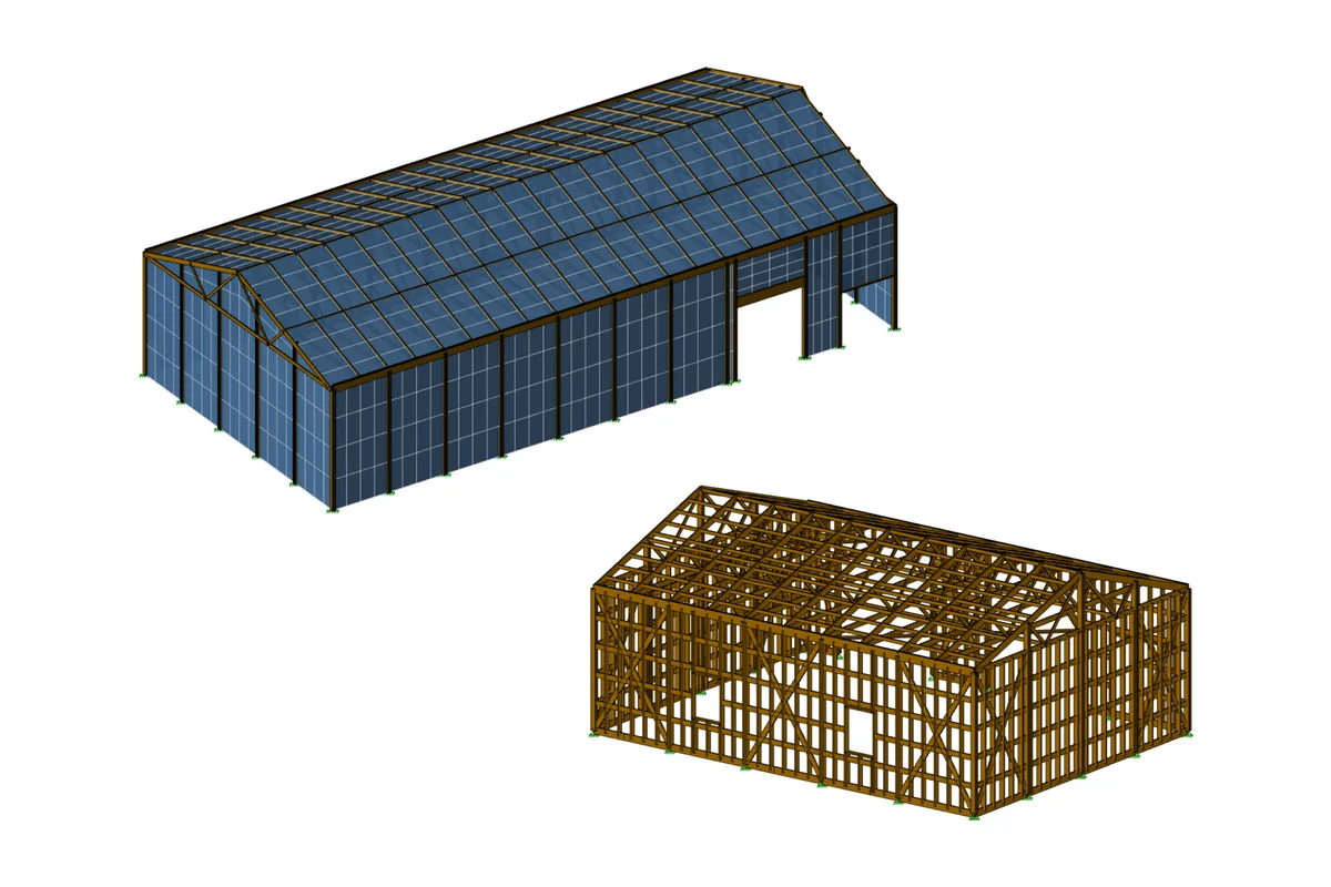 Models of a wood-framed building